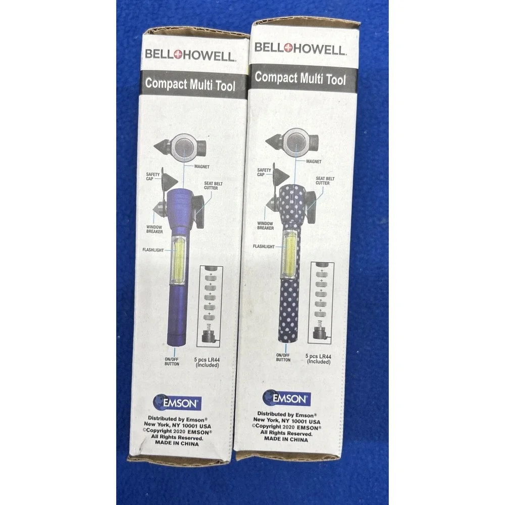Bell Howell Multi Tool Window Breaker Magnet Flashlight Seatbelt Cutter Set Of 2